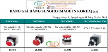 Bảng giá thiết bị điện Sungho 2016 Thiên Lộc Phát