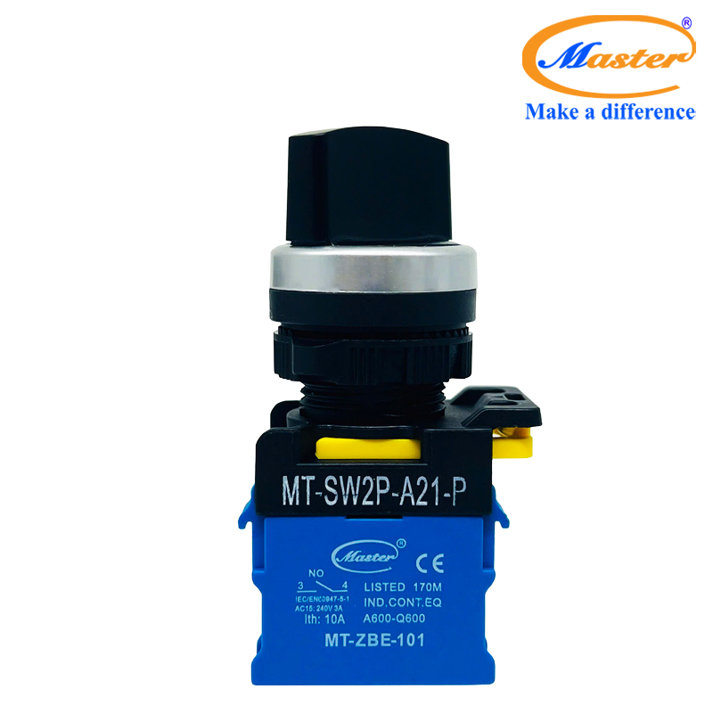 Công Tắc Xoay 2 Vị Trí Master - Viền Mạ Bạc