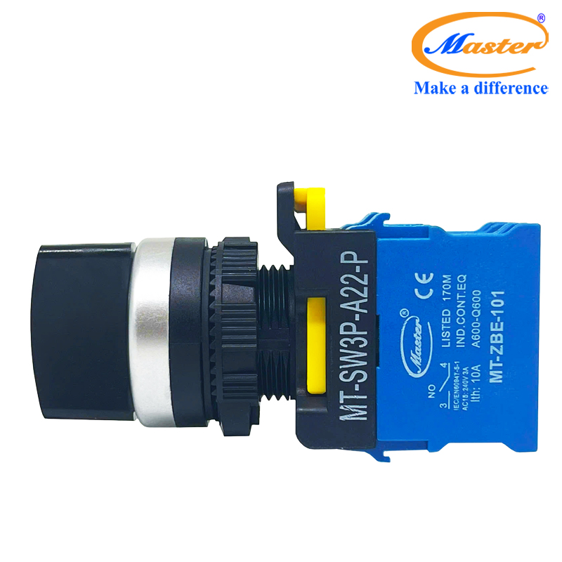 Công Tắc Xoay 3 Vị Trí Master - Viền Mạ Bạc