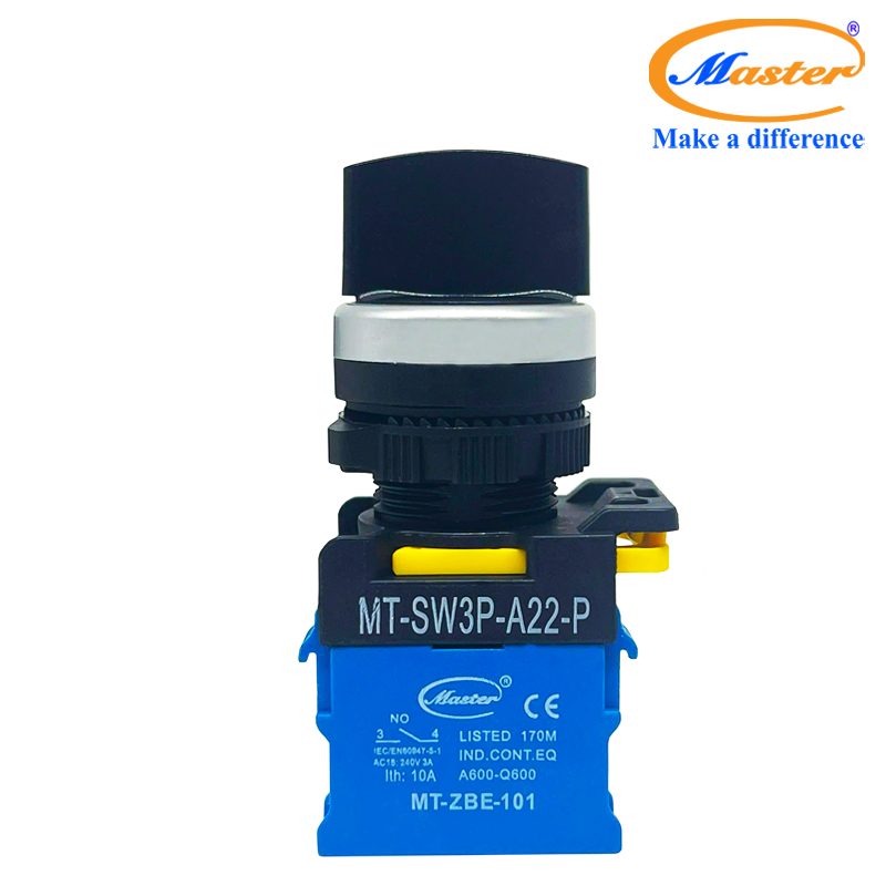 Công Tắc Xoay 3 Vị Trí Master - Viền Mạ Bạc