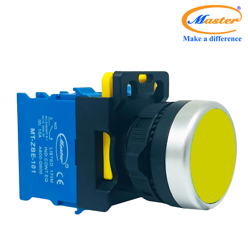 Nút Nhấn RESET Màu Vàng Master - Viền Mạ Bạc