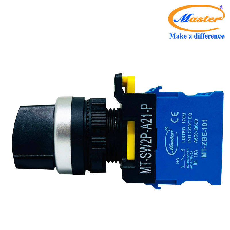 Công Tắc Xoay 2 Vị Trí Master - Viền Mạ Bạc