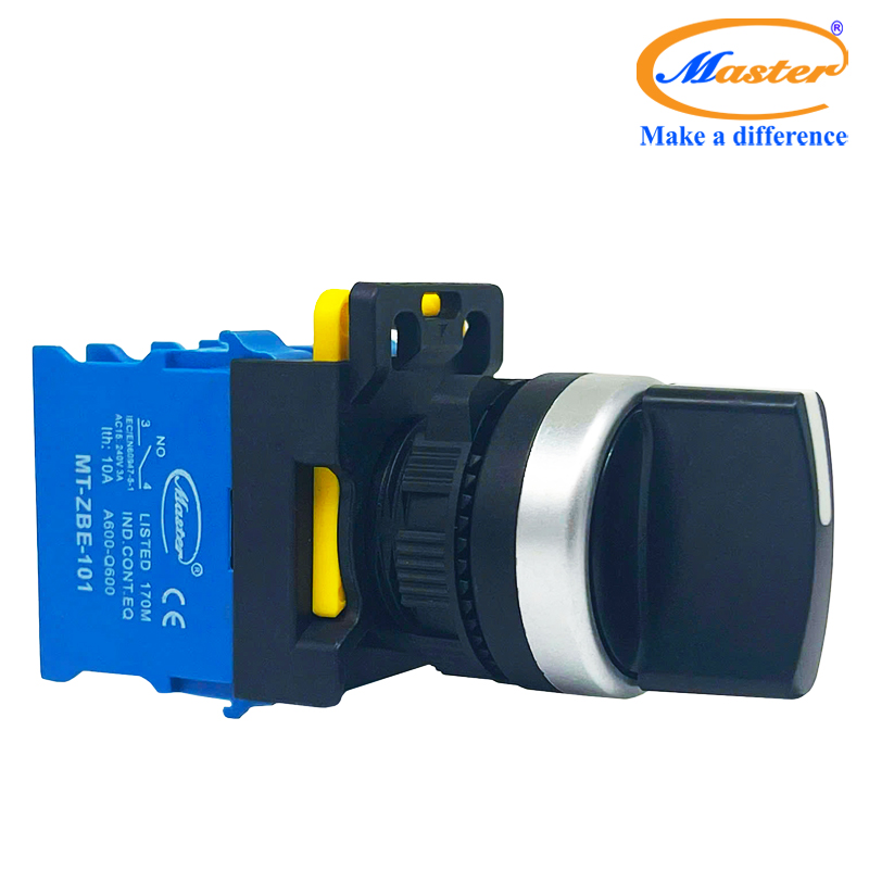 Công Tắc Xoay 3 Vị Trí Master - Viền Mạ Bạc