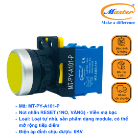 Nút Nhấn RESET Màu Vàng Master - Viền Mạ Bạc